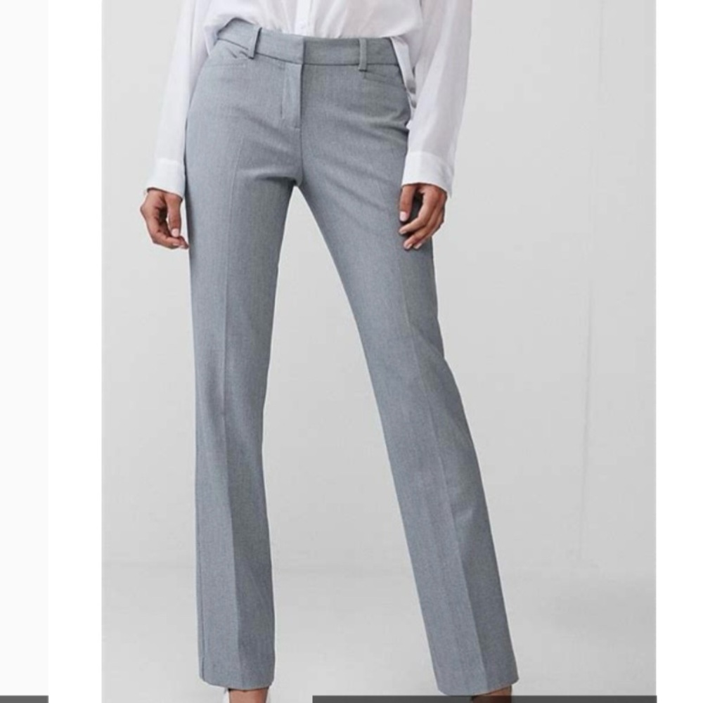 NWT Express Columnest High Waist Barely Bootcut Gray Pants Size 8R